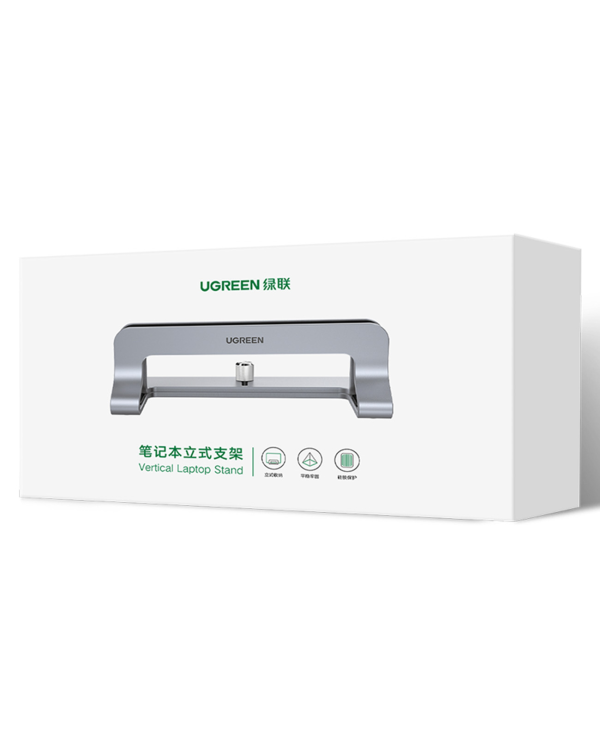 Ugreen алюминиевая вертикальная подставка-держатель ноутбука-планшета серебристая (LP258)