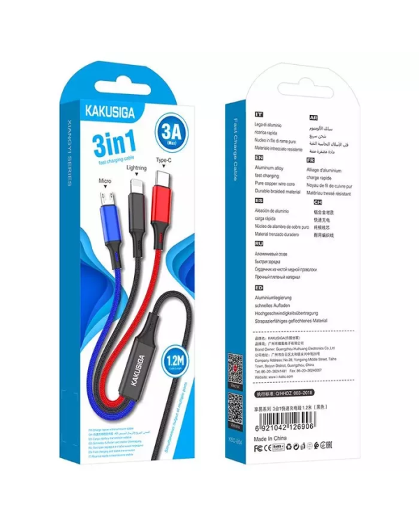 KAKUSIGA KSC-804 3 в 1 Lightning | Type-C | Micro | 120 см черный