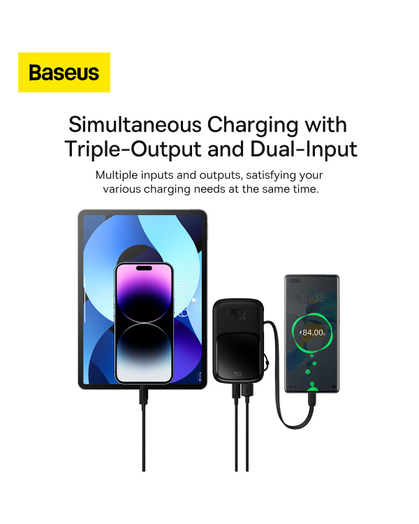 Powerbank Baseus Qpow PRO with cable, 10000mAh, 22.5W (Black)