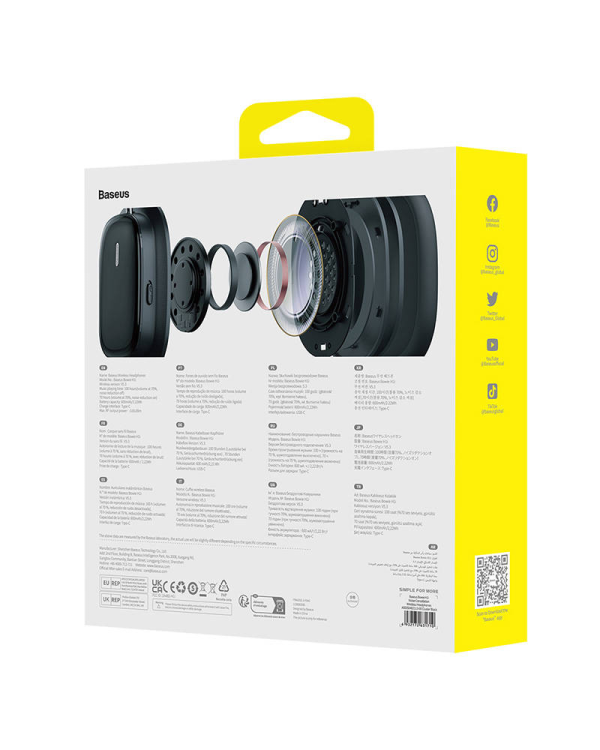 Wireless Headphones with Noise-Cancellation Baseus Bowie H1i (Black)