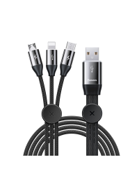 Baseus 3w1 USB cable - micro USB / Lightning / USB Type C in nylon braided 3.5A 1m black (CAMLT-FX01)