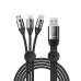 Обложка книги «Baseus 3w1 USB cable - micro USB / Lightning / USB Type C in nylon braided 3.5A 1m black (CAMLT-FX01)»