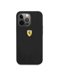 FESSIHCP13LBK Ferrari Liquid Silicone Metal Logo Case for iPhone 13 Pro Black