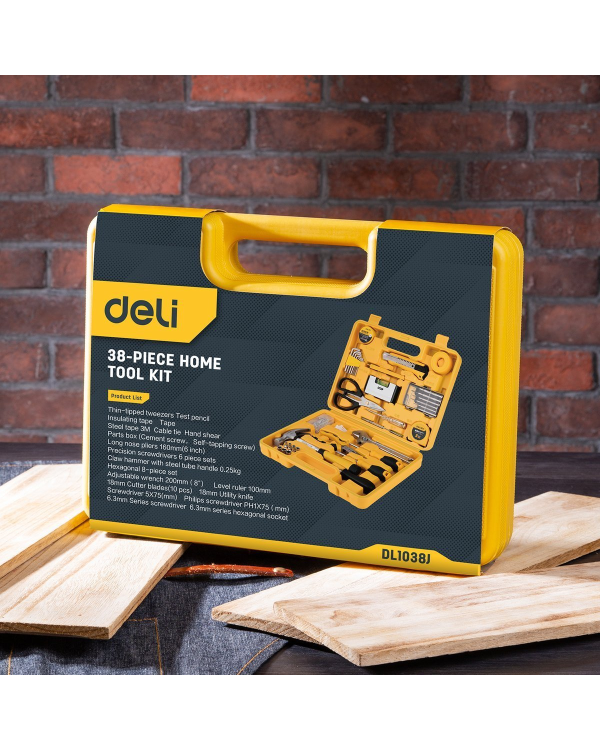 DELI TOOLS Набор бытовых инструментов 38шт|set желтый