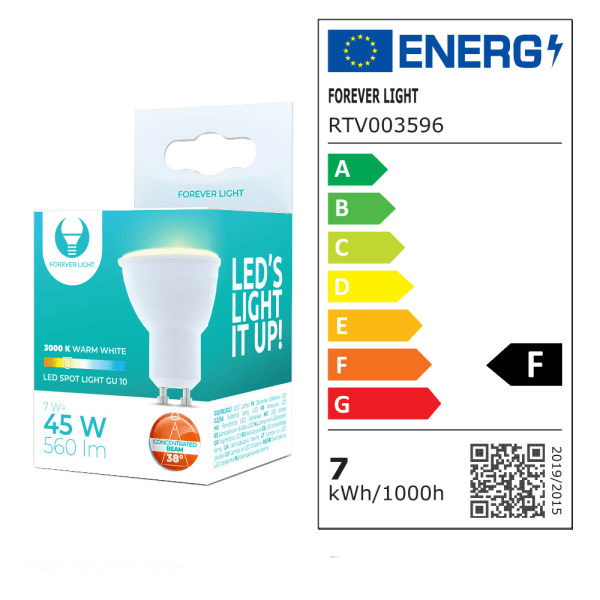 Светодиодная лампа Forever Light GU10 7W 230V 3000K 90lm 38°