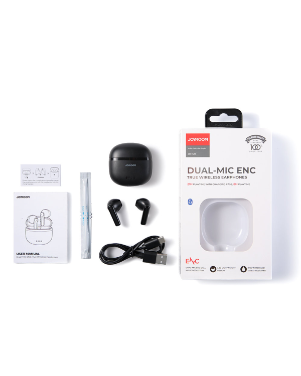 Joyroom TWS Earphones Wireless ENC Waterproof IPX4 Bluetooth 5.3 Black (JR-TL11)