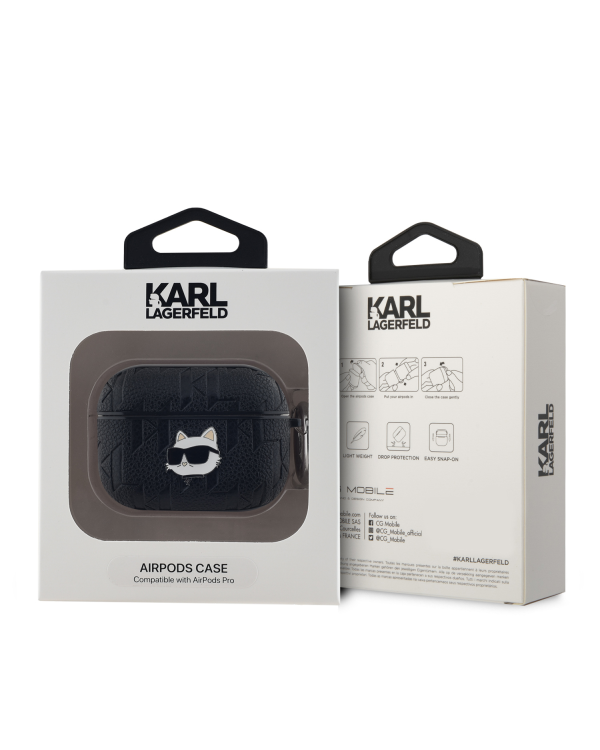Karl Lagerfeld PU Embossed Choupette Head Case for AirPods Pro Black