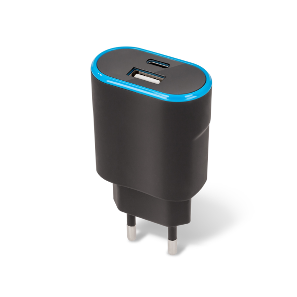 Обложка книги «Forever TC-03 charger 1x USB 1x USB-C 3,1A black»