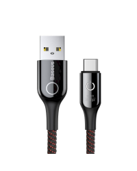 Baseus C-shaped Cable USB-C LED QC 3.0 1m (Black)