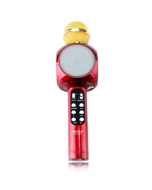 Goodbuy LED 360 караоке микрофон с динамиком bluetooth | 5 Вт | aux | голосовой модулятор | USB | Micro SD красный