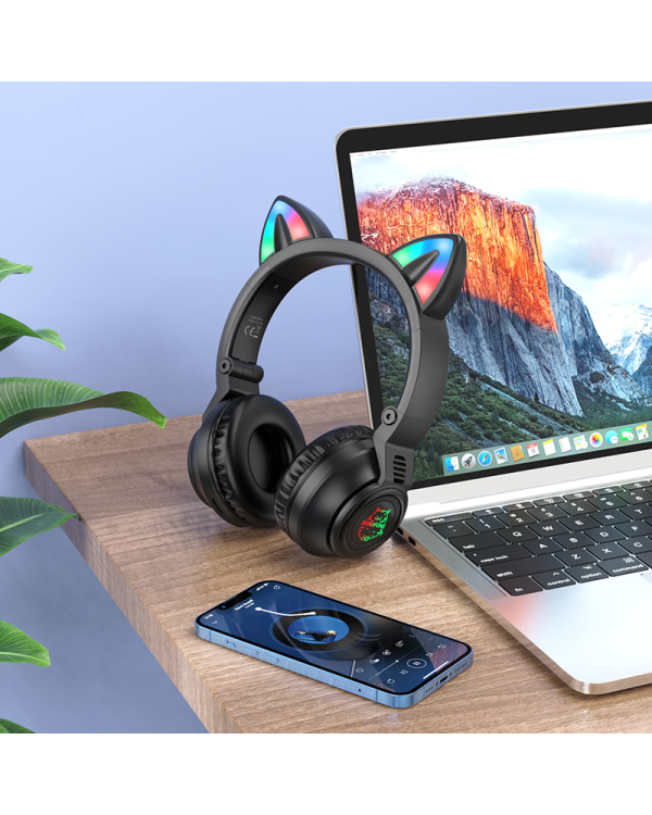 Наушники Borofone BO18 Cat Ear bluetooth черный