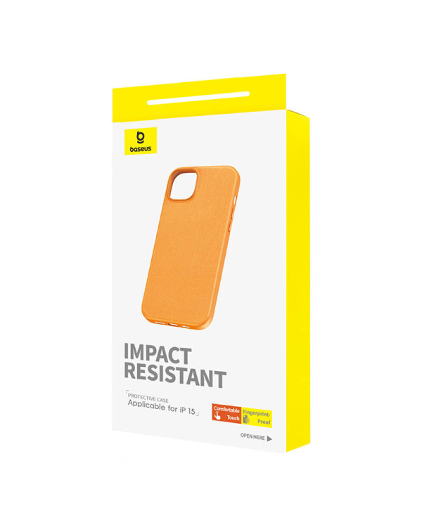 Phone Case for iPhone 15 Baseus Fauxther Series (Orange)