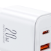 Joyroom JR-TCF05 20W USB-C | USB-A Fast Dual Port Wall Charger - White + USB-C - Lightning 1m