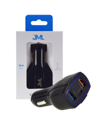 Автомобильное зарядное устройство JML CC-111 Quick Charge 3.0 / USB-C / 2 x USB / 3.1А / 30Вт черный