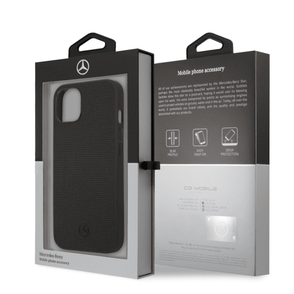 Обложка книги «MEHCP13MMBLBK Mercedes Genuine Leather Meshed Hard Case for iPhone 13 Black»