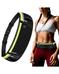 Ultimate reflective stripe Running Belt with headphone outlet green