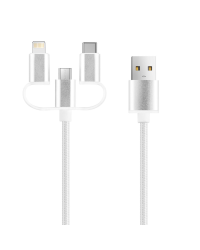 Кабель Setty 3 в 1 USB - Lightning + USB-C + microUSB 1,0 м 2A KT-3W1 белый JMP