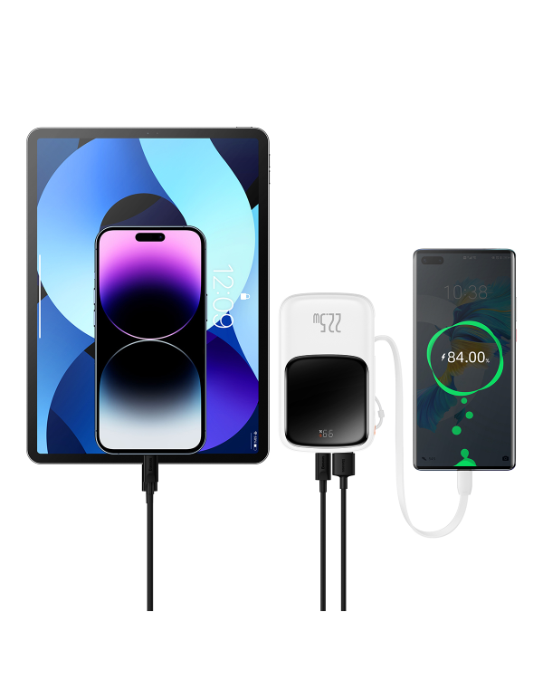 Powerbank Baseus Qpow PRO with cable, 10000mAh, 22.5W (White)