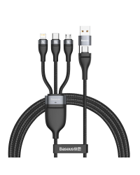 Baseus 3in1 USB / USB Typ C - USB Typ C / Lightning / micro USB cable (5 A - 100 W / 20 W / 18 W) 1,2 m Power Delivery Quick Charge black (CA2T3-G1)