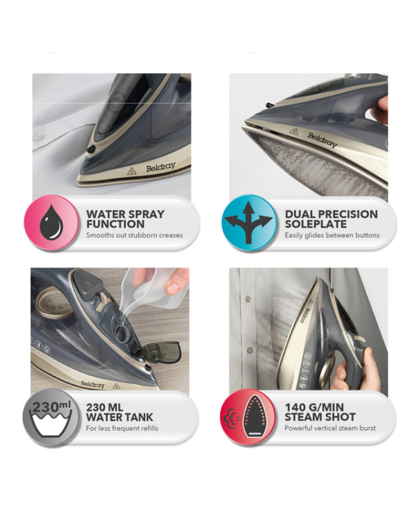 Beldray BEL01609IBVDE 2in1 Cordless 2600W steam iron