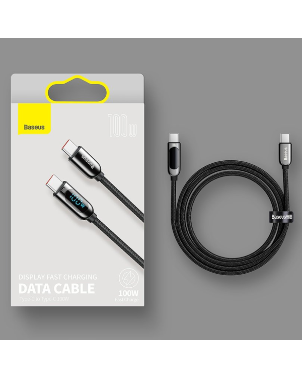Baseus USB Type C - USB Type C cable 100 W (20 V | 5 A) 1 m Power Delivery with display screen power meter white (CATSK-B06)