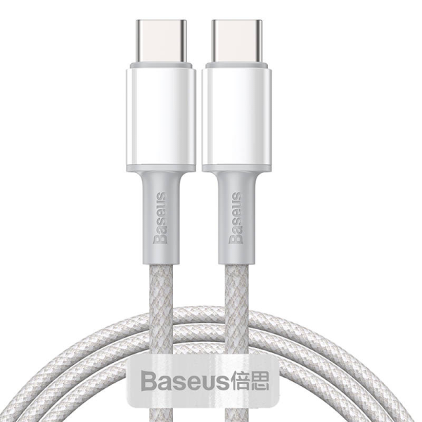 USB-C to USB-C Cable Baseus High Density Braided, 100W, 1m (White)