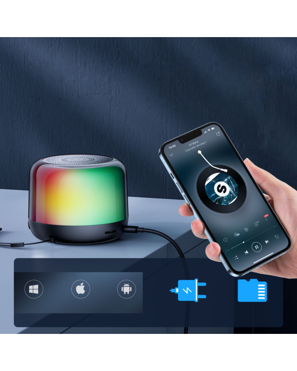Joyroom bluetooth 5.0 RGB Wireless Speaker Black (JR-ML03)