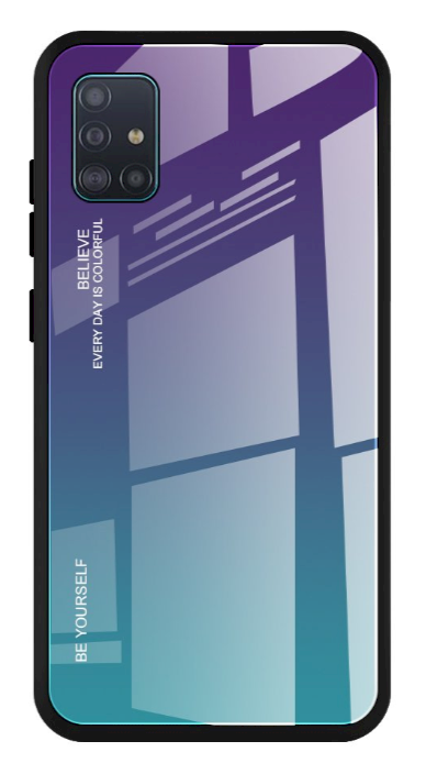 Fusion Gradient Glass Back Case Силиконовый чехол для Samsung A515 Galaxy A51 Фиолетовый - Зеленый