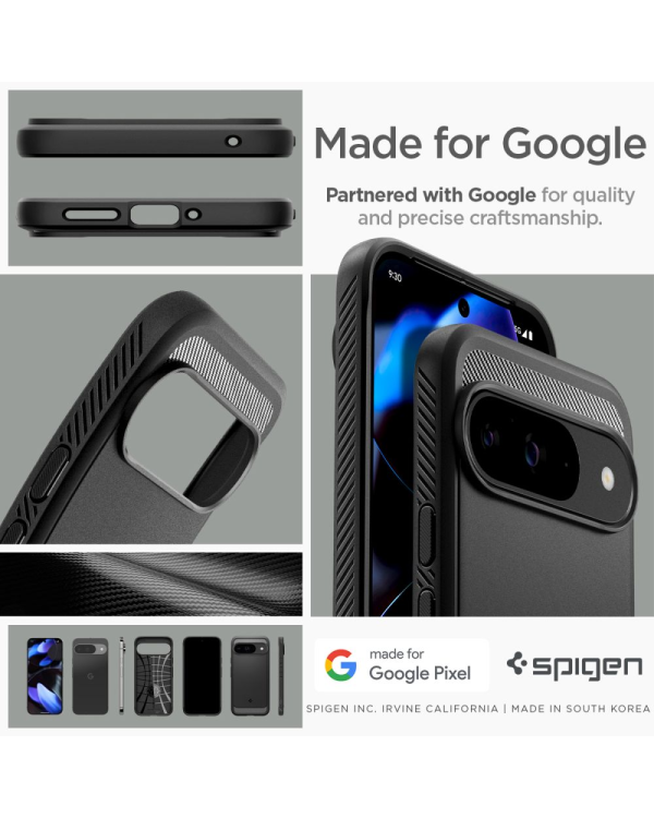 SPIGEN RUGGED ARMOR GOOGLE PIXEL 9 | 9 PRO МАТОВЫЙ ЧЕРНЫЙ