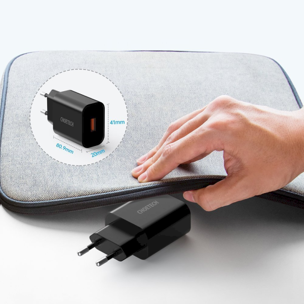 Обложка книги «Choetech USB travel wall charger 18W Power Delivery black (Q5003-EU)»