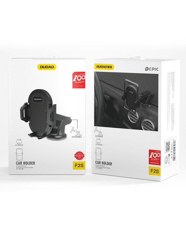 Dudao Gravity Car Mount Dashboard Windshield Phone Bracket Holder black (F2S black)