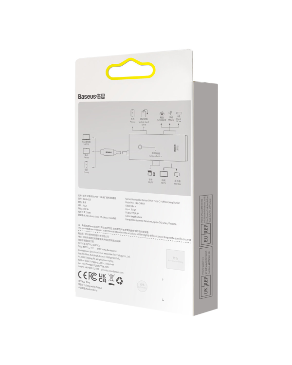 Дополнительное изображение книги «Baseus Lite Series Hub 6w1 USB-C to 2x USB 3.0 + USB-C + HDMI + SD|TF (black)»