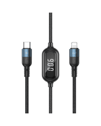 Remax Litxn Series USB Type C - Lightning 20W fast charging data cable Power Delivery with display screen power meter 1m black (RC-193i)