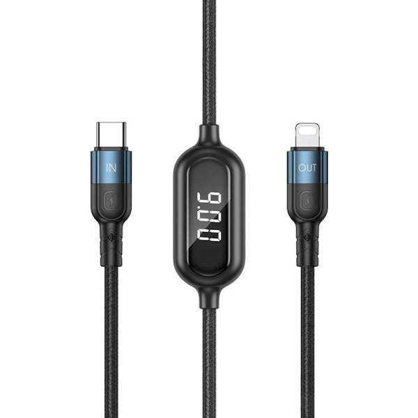 Remax Litxn Series USB Type C - Lightning 20W fast charging data cable Power Delivery with display screen power meter 1m black (RC-193i)