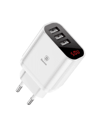 Baseus Mirror Travel Charger with LED display 3x USB (white)