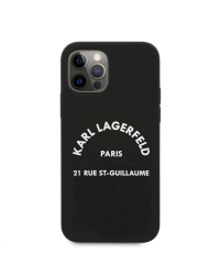 KLHCP12MSLSGRBK Karl Lagerfeld Rue St Guillaume Silicone Case for iPhone 12/12 Pro 6.1 Black