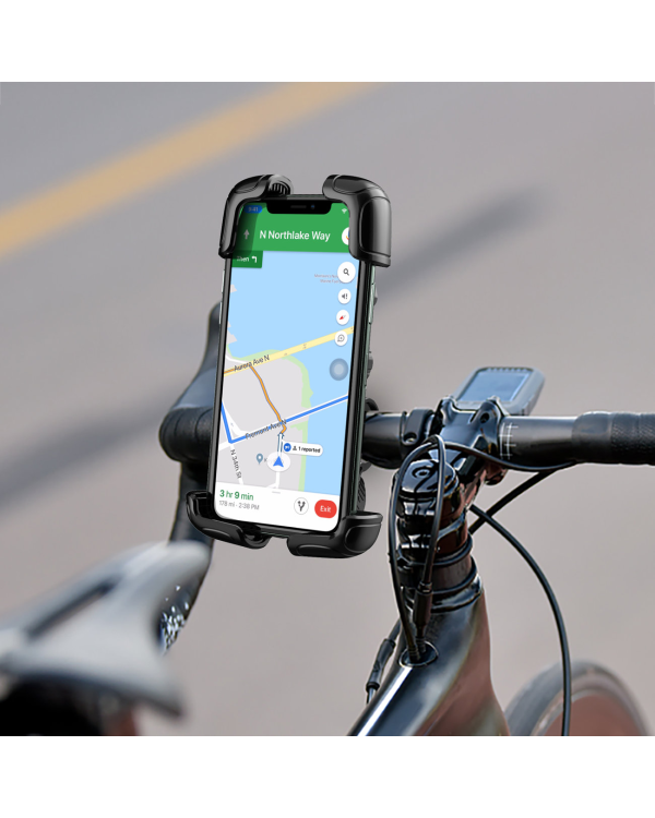 Wozinsky strong phone holder for the handlebar of a bicycle, motorcycle, scooters black (WBHBK6)