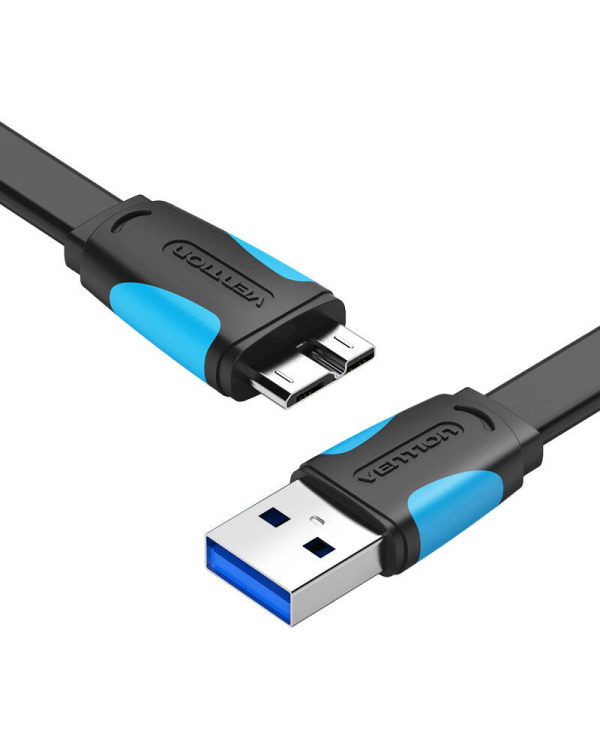 Плоский кабель USB 3.0 A - Micro-B Vention VAS-A12-B100 1m Black