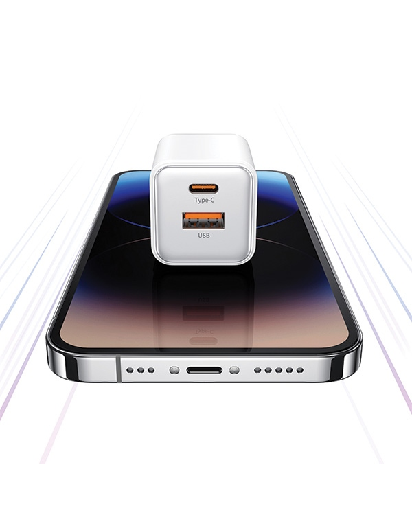 Дополнительное изображение книги «USAMS Ład. siec. 1xUSB+1xUSB-C PD30W 3A (only head) PD3.0 Fast Charging czarny|black X-ron Series CC189TC01 (US-CC189)»