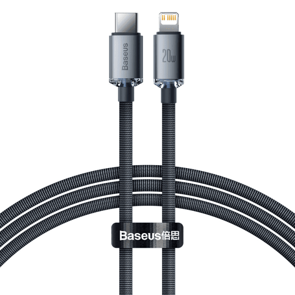 Baseus crystal shine series fast charging data cable USB Type C to Lightning 20W 1.2m black (CAJY000201)