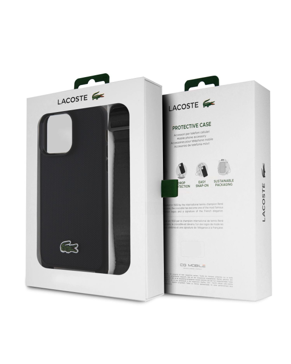 Lacoste Iconic Petit Pique Crossbody Woven Logo Чехол для iPhone 15 Pro Max черный