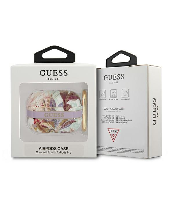 Guess TPU Flower Print Case for Airpods Pro Purple