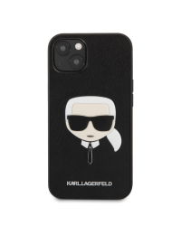 KLHCP13MSAKHBK Karl Lagerfeld PU Saffiano Karl Head Case for iPhone 13 Black