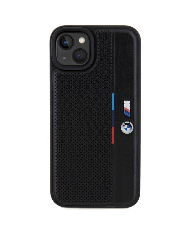 BMW BMHCP15S23PUPVK iPhone 15 | 14 | 13 6.1" czarny|black hardcase Perforated Tricolor Line