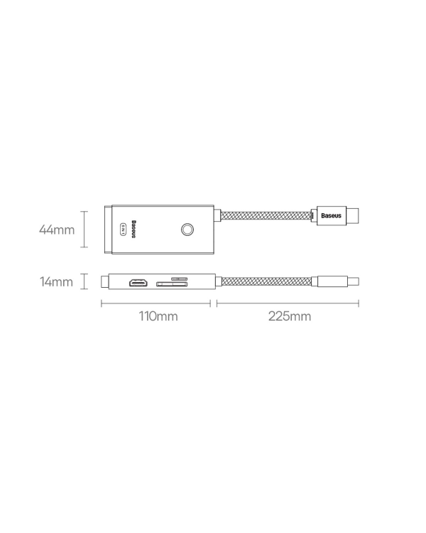 Дополнительное изображение книги «Baseus Lite Series Hub 6w1 USB-C to 2x USB 3.0 + USB-C + HDMI + SD|TF (black)»