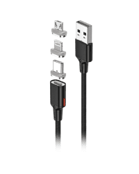 Forever Core 3in1 magnetic cable USB - Lightning + USB-C + microUSB 1,0 m black 20W