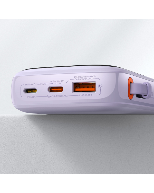 Baseus Qpow power bank 10000mAh built-in Lightning 20W Quick Charge cable SCP AFC FCP purple (PPQD020005)