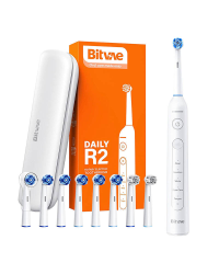 Rotary toothbrush with tips set and travel case Bitvae R2 (white)