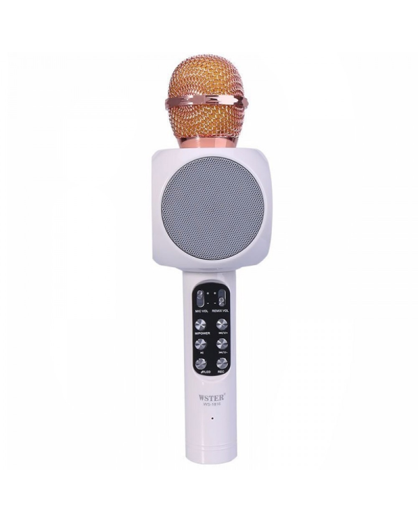 Goodbuy LED 360 караоке микрофон с динамиком bluetooth | 5 Вт | aux | голосовой модулятор | USB | Micro SD белый