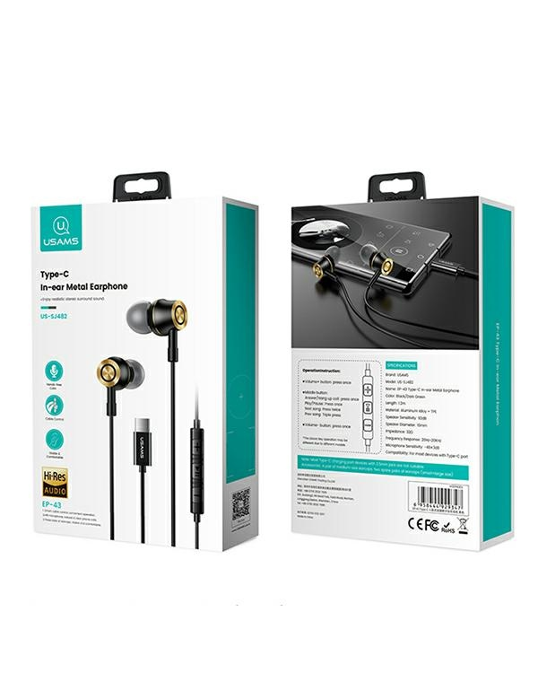 Дополнительное изображение книги «USAMS Słuchawki stereo EP-43 metal USB-C czarny|black HSEP4301»